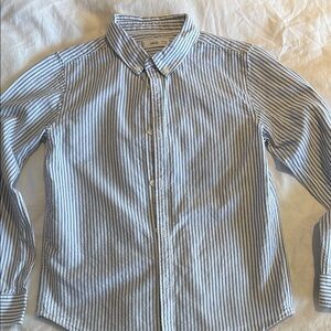 Mango Blue and White Striped Button Down Shirt